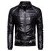 "Men's PU Leather Jacket With Faux Fur Collar – Slim Fit Zip-Up Biker Style Coat For Casual & Streetwear"_viptrois.com