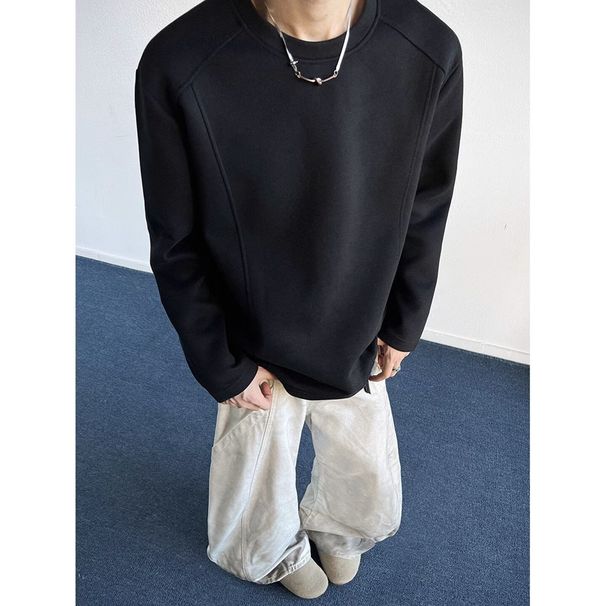 Patchwork Deconstructed Long Sleeve T-Shirt For Men, Spring And Autumn American Style Heavyweight Cleanfit Casual_viptrois.com