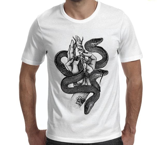 Men's Clothing Snake Retro Cross Border Fashion Brand Short Sleeve Round Neck Niche All Match T Shirt_viptrois.com