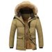 Men's clothing hooded fur collar solid color padded jacket_viptrois.com