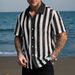 Men's Clothing New Summer Black And White Striped Short Sleeves Comfortable Casual_viptrois.com
