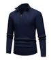 Men's Semi-Zip Knit Sweater Stand Collar Slim Fit Pullover Breathable Polyester Winter Casual Sweater For Business Travel_viptrois.com