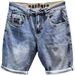 Men's Slim Fit Denim Shorts High End Retro Printed Washed Style Stretch Five Point Length Summer Trendy Casual Shorts_viptrois.com