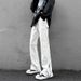 boy European And High Street Vibe Men Autumn White Feel Slightly Flared Wide Leg Floor-Length Pants Trendy Brand American_viptrois.com
