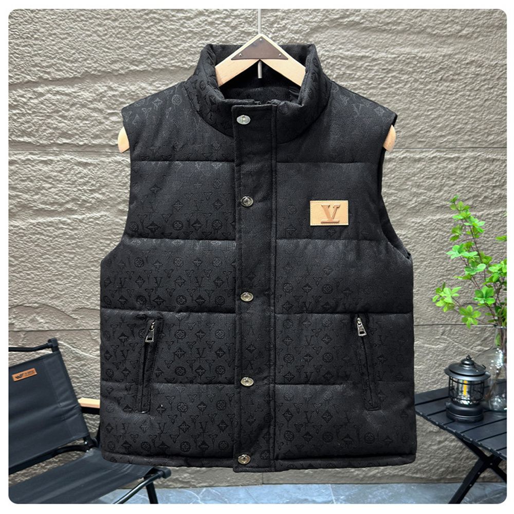 Autumn 2026 Fashion European-USA Style Waistcoat Youth/Men Polyester Stand Collar Single-Breasted Printing Sleeveleaa Loose Thick Warm Cotton Vest_viptrois.com