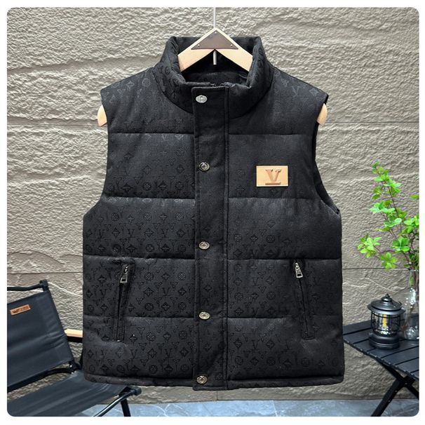 Autumn 2026 Fashion European-USA Style Waistcoat Youth/Men Polyester Stand Collar Single-Breasted Printing Sleeveleaa Loose Thick Warm Cotton Vest_viptrois.com
