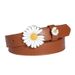 Belt for women Casual simple Daisy thin waistband Smooth button dress belt_viptrois.com