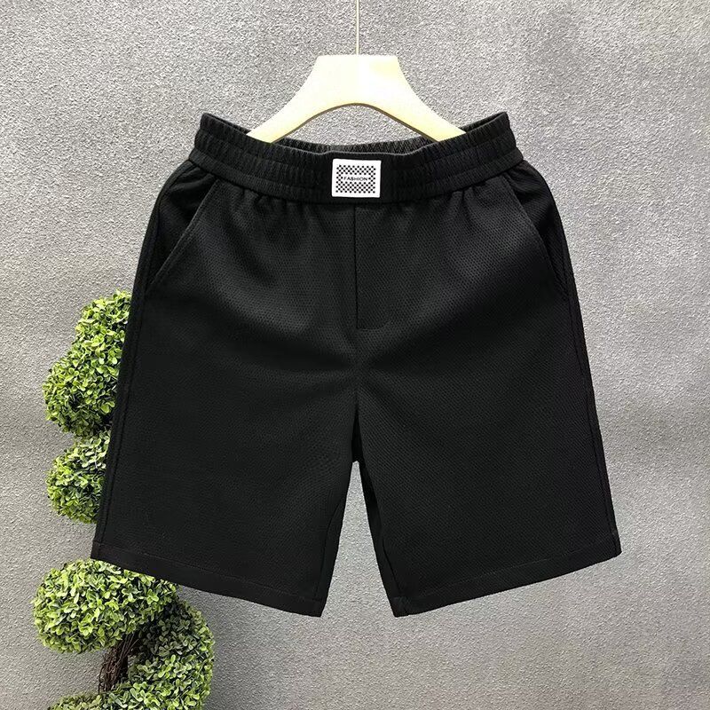 Men's Clothing Waffle Shorts Breathable Casual Shorts With Stretch, Loose Fit Athletic Shorts For Gym, Running, Lounge (White/Black, Sizes M-3XL)_viptrois.com