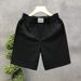 Men's Clothing Waffle Shorts Breathable Casual Shorts With Stretch, Loose Fit Athletic Shorts For Gym, Running, Lounge (White/Black, Sizes M-3XL)_viptrois.com