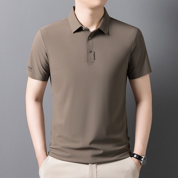 Men's Clothing Nylon Nylon Ice Silk Seamless Short Sleeved Polo Shirt Men's Summer Lapel Casual Elastic Non Iron T Shirt Men's Clothing Wholesale_viptrois.com