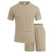Men's Terry Cloth Shorts Set Jacquard Short Sleeved Summer Breathable Casual Sports Two Piece Set_viptrois.com