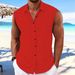 Men's Sleeveless Solid Color Shirt European American Style Collared Beach Cardigan Casual Moisture Wicking Sweat Absorbing Light Short-Sleeved Thin_viptrois.com