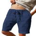 Men's Cotton Linen Elastic Waist Drawstring Shorts - Breathable Loose Fit Casual Summer Shorts For Outdoor_viptrois.com
