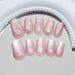 Beauty & Health Pink And White Gradient Irregular Gold Simple Cat Eye Clean White Ins Style Nail Art Pieces Detachable 30 Pieces_viptrois.com