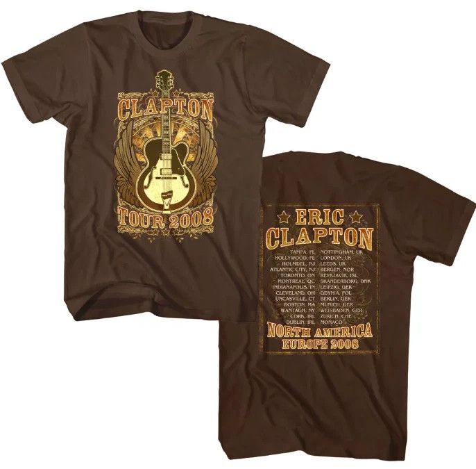 Eric Clapton World Tour 2008 Men's T Shirt Mens Womens Tees Top Brown_viptrois.com
