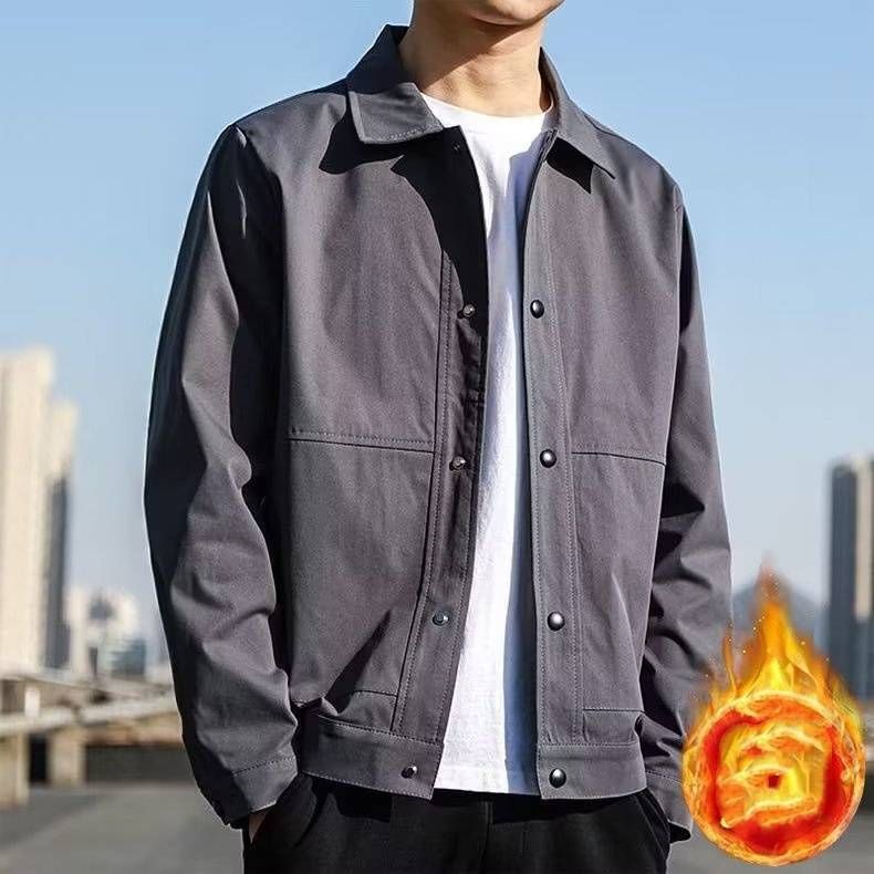 "Men's Lightweight Autumn Jacket – Slim-Fit Fleece-Lined Bomber With Notch Lapel & Versatile Layering "_viptrois.com