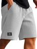 Men's Casual Sports Shorts Summer Waffle Cotton Polyester Middle-Aged And Young Style Black Blue Mid-Waist Drawstring Pants_viptrois.com