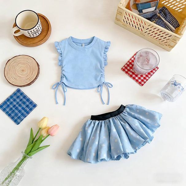 Girls' T-shirt Skirt Set Baby Casual Sweet Fresh Floral Bloom Mini Dress Children's Clothing Ensemble_viptrois.com