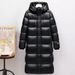 Light Luxury High-End Eight Point Grid Black Gold Down Cotton Long Style Knee High Hooded Thick Coat For Both Men And_viptrois.com