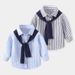 Simple Spring And Fall Fashion Casual Long Sleeve Shirt For Boys Comfortable Children With Cape Striped Top_viptrois.com