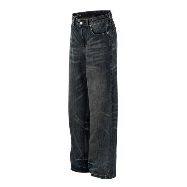 Men's Clothing Retro Cat Whisker Washed Distressed Jeans Men And Women Cleanfit High End Straight Pants_viptrois.com