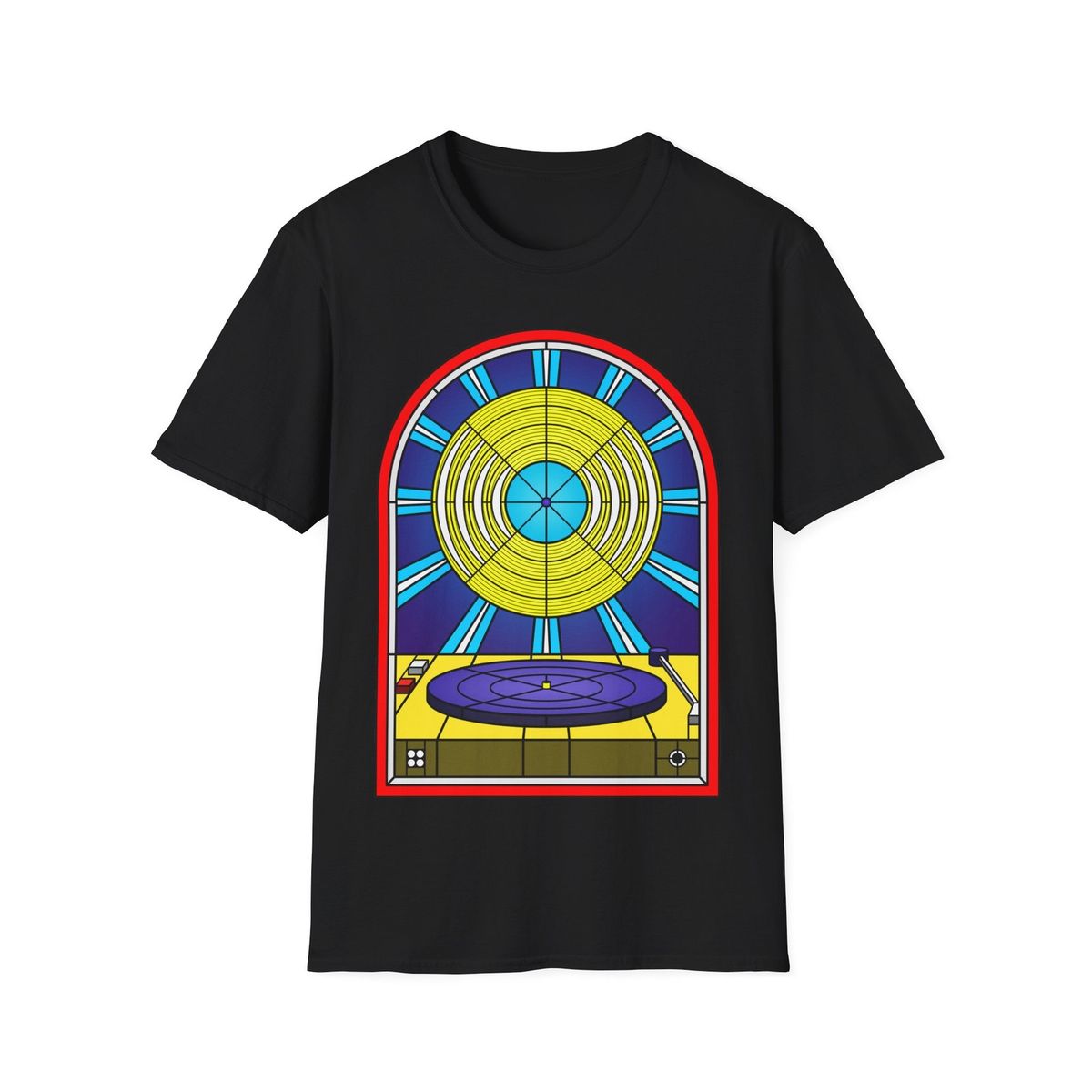 Vinyl Album Stained Glass Unisex T-Shirt Mens Womens Tees Top, Music Lover Graphic Tee - Retro Tee,_viptrois.com