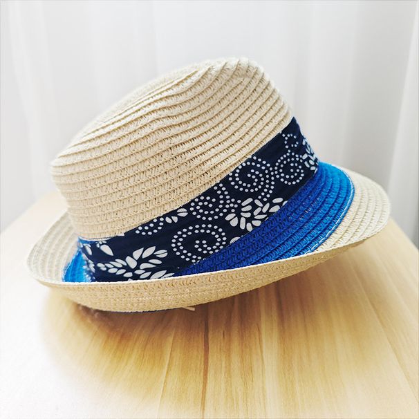 2024 New Ethnic Style Yunnan Zha Dyed Cloth Gift Sunshade Spring/Summer Travel Fashion Versatile Straw Hat_viptrois.com