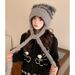 Abifeng autumn winter cute plush bow cat ear knitted keeps warm, sweet and looks good, small Lei Feng hat_viptrois.com