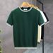 Men's Factory Direct Sales Of Cross Border Summer Knitwear For Men, Round Neck, Cool Silk, Youth Short Sleeved Base Shirt, Color Blocked Slim Fit Top._viptrois.com