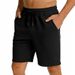 Men's Summer Staircase Fabric Shorts Solid Color Drawstring Five Point Pants_viptrois.com