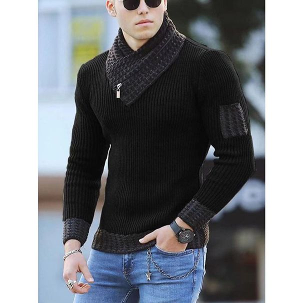 Autumn And Winter Large Sweater Pullover Long Sleeve Fashion Scarf High Neck Men's Knitwear_viptrois.com