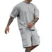 Men's Clothing Men's Summer New Fashion T Shirt Workwear Shorts Casual Sports Suit Men_viptrois.com