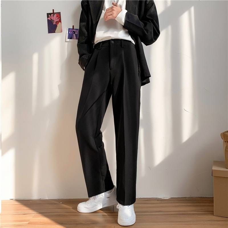 Men's Clothing Loose Drape Trousers Men Straight Autumn And Winter Small Suit Pants Men Plus Velvet Wide Leg Casual Trousers Trousers_viptrois.com
