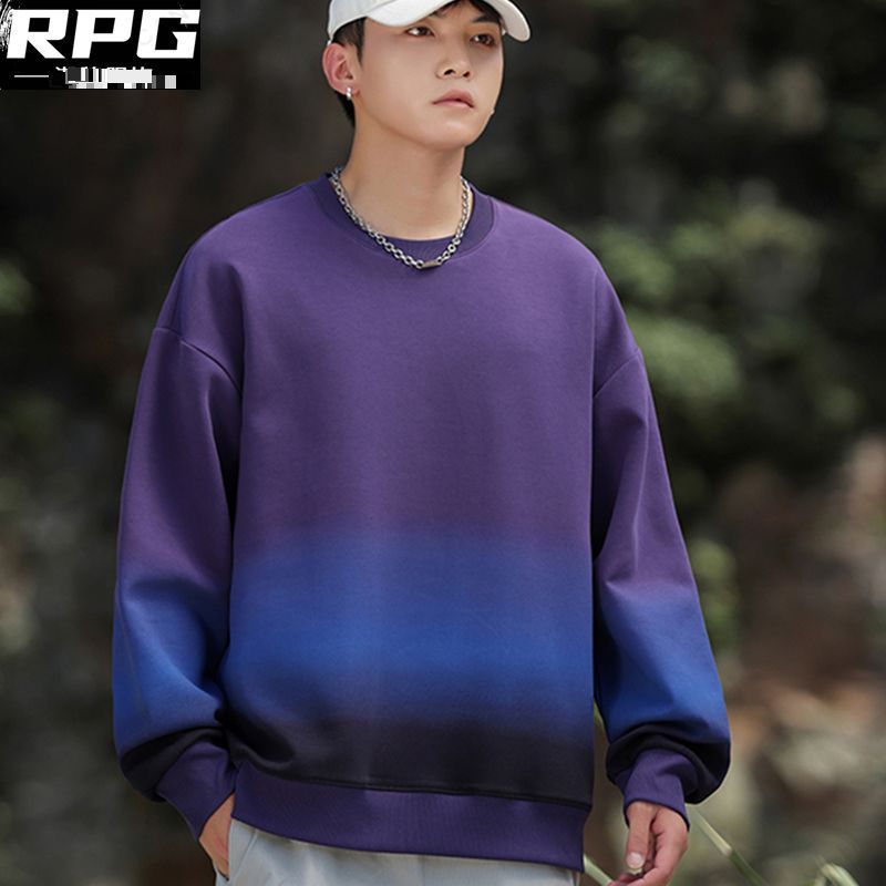 Sweater 2025 New Autumn Teenagers Without Hats Gradual Change Junior High School High School Students Pullover Loose Trend Handsome Long Sleeves_viptrois.com
