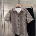 This Summer's New Japanese Retro Three-dimensional Checkered Short-sleeved Shirt Is A Versatile Loose And Thin Shirt For Men_viptrois.com