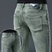 Men's Clothing Autumn And Winter Jeans Slim Fitting Skinny Pants Casual Cotton Stretch Nine Point Pants_viptrois.com