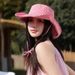 Fashionable Grid Sun Hat For Women, Summer Cycling Travel, UV Protection, Large Eave, Small Fresh Fisherman Hat, Trendy_viptrois.com