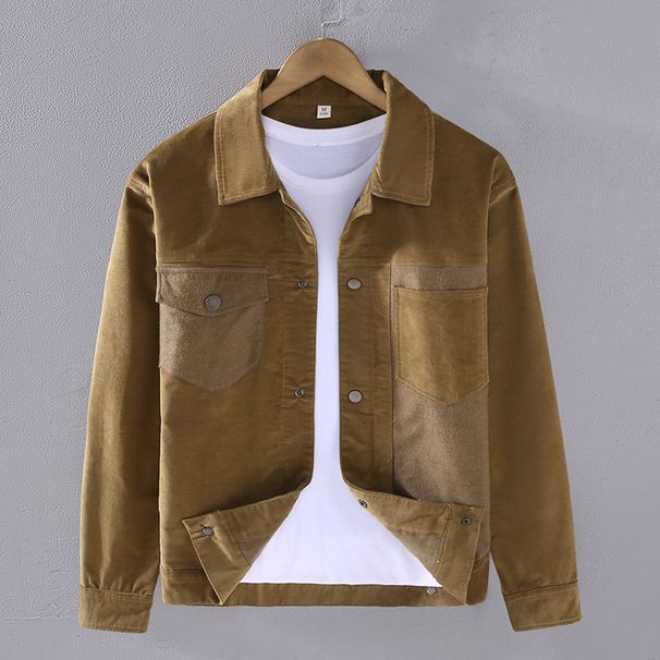 Corduroy Jacket Men's Autumn Lapel Striped Casual Workwear Jacket Men's Fashion Jacket Outerwear_viptrois.com