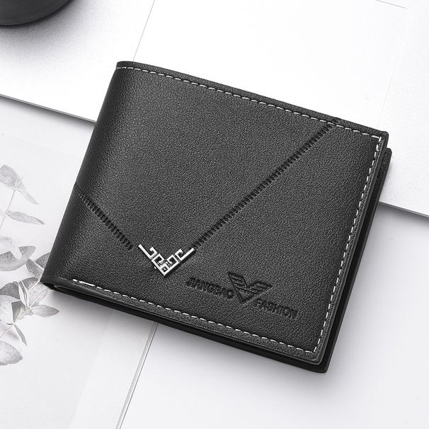 New Men's Wallet Men's Short Wallet Men's Youth Simple And Fashionable Multi-card Business Horizontal Splicing Wallet_viptrois.com