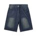 Men's Clothing New American Retro Distressed Washed Straight Jeans Men's Trendy Brand Loose Wide Leg Casual Versatile Shorts_viptrois.com