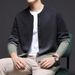 Men's Slim-Fit Gradient V-Neck Cardigan – Korean-Style Knit Sweater For Autumn, Casual Lightweight Pullover_viptrois.com