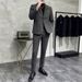 Men's Wool-Blend Slim Fit Suit Set, Casual Two-Piece Blazer & Pants, Inspired British Style For Spring & Autumn_viptrois.com