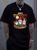 Happy HalloThanksMas Gnomes Halloween Thanksgiving Xmas T-Shirt Women Comfortable Summer Casual Breathable Designer Clothes Print Round Neck Short Sleeve Stretched Women Top Graphic Tees Soft Graphic Streetwear Versatile Unisex_viptrois.com