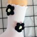 Socks Handmade Woolen Flower Socks Women's Knitted Flower Ins Trendy Women's Socks Fungus Curling Japanese Mid Tube Socks Sports Socks_viptrois.com