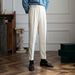 Men's Clothing Naples Paris Buckle Trousers Slim Fit Business High Waist Suit Trousers Retro All Match Straight Casual Trousers_viptrois.com
