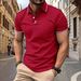 Fashion Mens Slim Fit Short Sleeve Polo Shirts Contrast Tricolor Striped Trim Collar Cuff Breathable Casual Daily Tees_viptrois.com