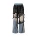 Men's Clothing American Retro Trend Hole Design Splicing Wide Leg Straight Summer Men's And Women's Personalized Denim Trousers_viptrois.com