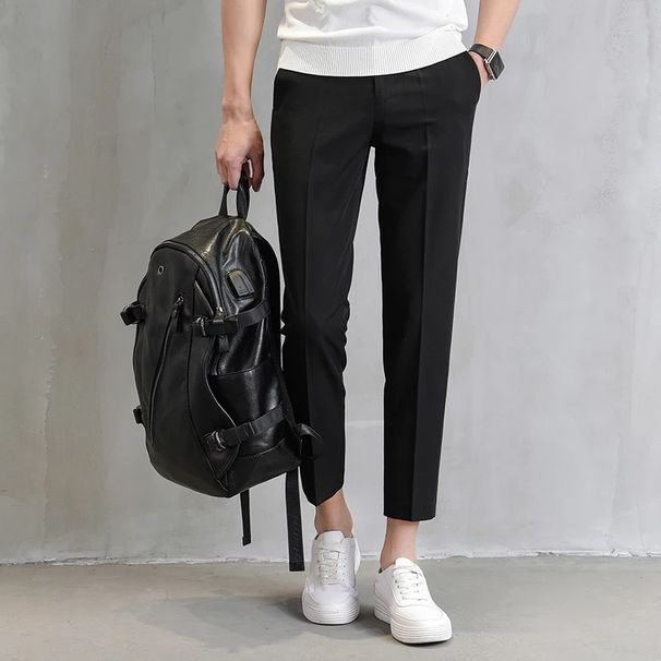 Men's Clothing Nine Point Trousers Slim Casual Suit Trousers With Small Feet_viptrois.com