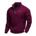 Men's Clothing Plus Velvet Stand Collar Pullover Half-Zip Fleece-Lined Casual Pullover Hoodie - Lightweight, Breathable & Stylish For Spring/Fall_viptrois.com