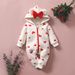 Unisex Baby Hooded Romper With Heart & Bow Design - Soft Cotton Zip-Up Jumpsuit For Infants & Toddlers (80-100cm)_viptrois.com